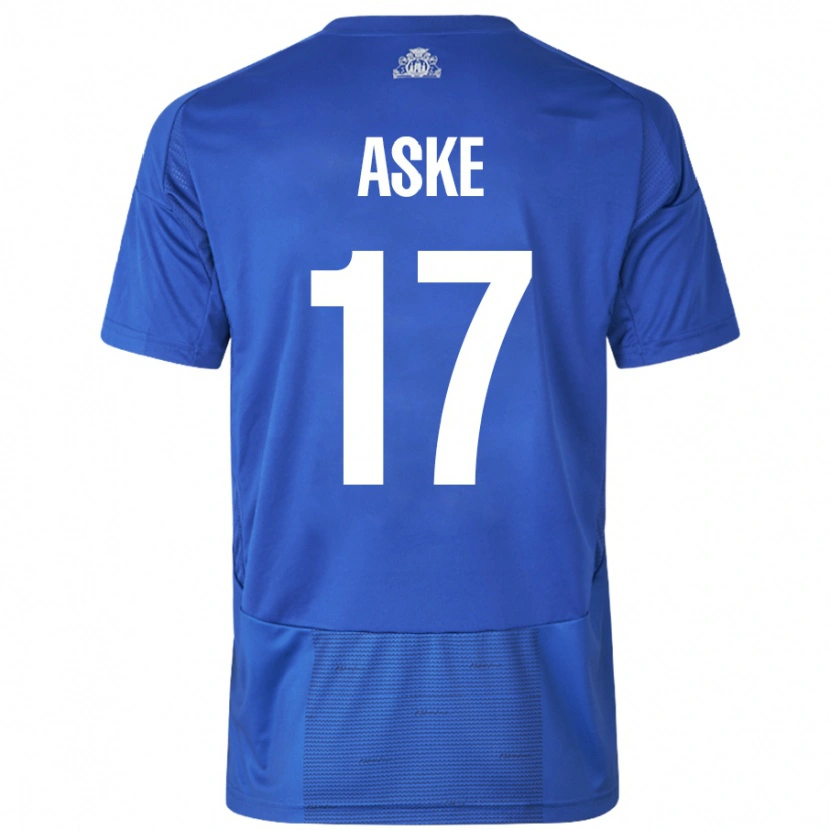 Danxen Bambino Maglia Aske Christensen #17 Bianco Blu Kit Gara Away 2024/25 Maglietta
