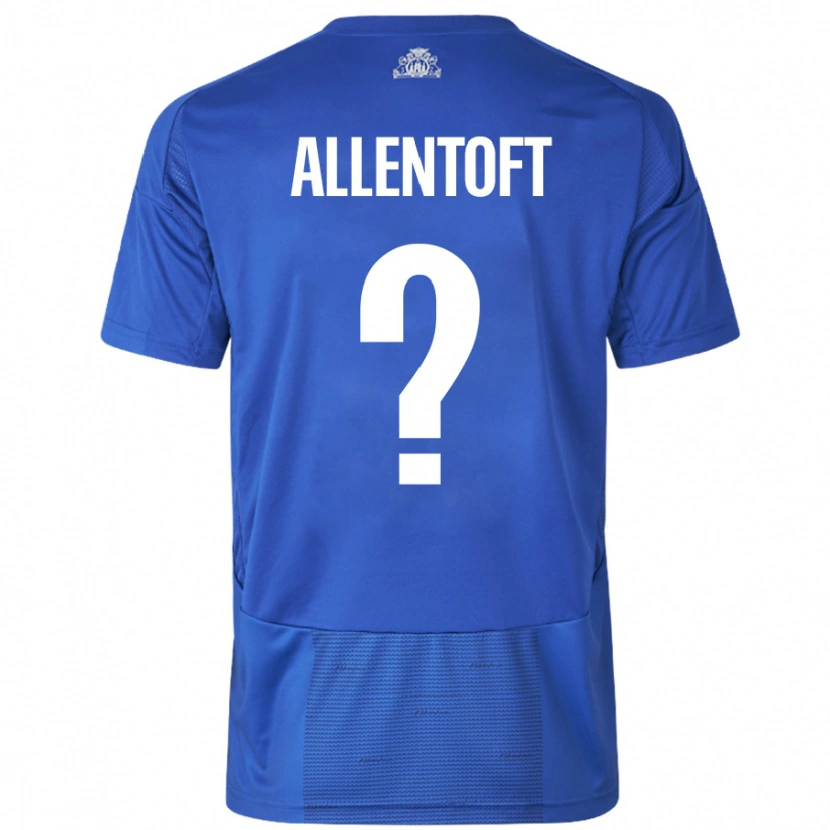 Danxen Bambino Maglia Philip Allentoft #0 Bianco Blu Kit Gara Away 2024/25 Maglietta
