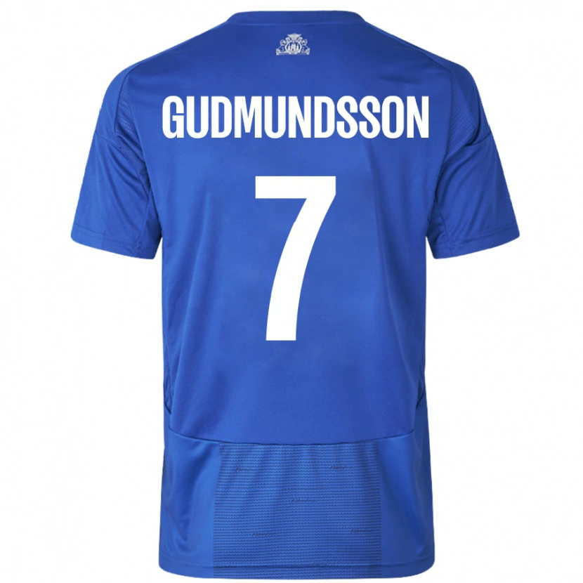 Danxen Bambino Maglia Galdur Gudmundsson #7 Bianco Blu Kit Gara Away 2024/25 Maglietta