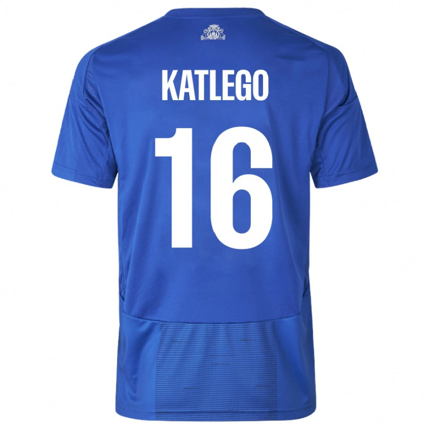 Danxen Bambino Maglia David Katlego #16 Bianco Blu Kit Gara Away 2024/25 Maglietta