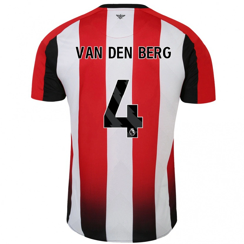 Danxen Uomo Maglia Sepp Van Den Berg #4 Rosso Bianco Kit Gara Home 2024/25 Maglietta