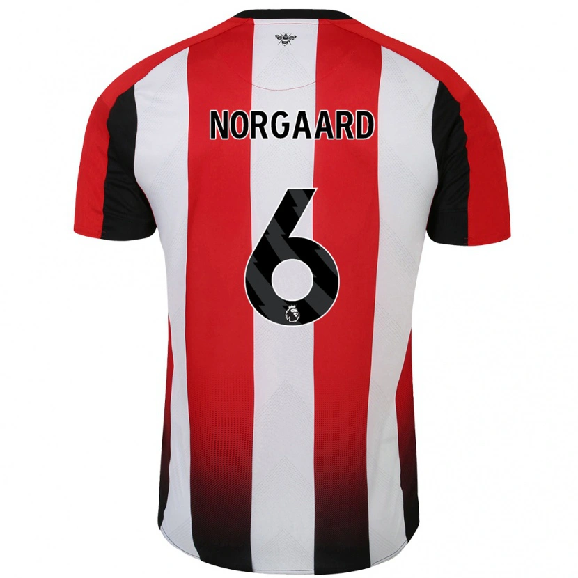 Danxen Uomo Maglia Christian Nørgaard #6 Rosso Bianco Kit Gara Home 2024/25 Maglietta