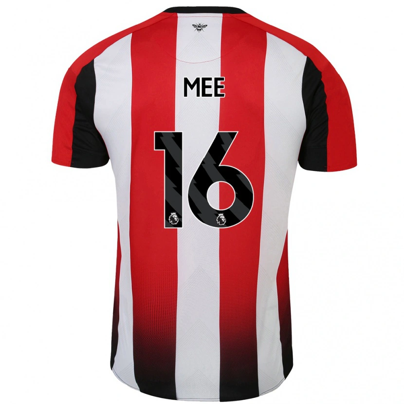 Danxen Uomo Maglia Ben Mee #16 Rosso Bianco Kit Gara Home 2024/25 Maglietta