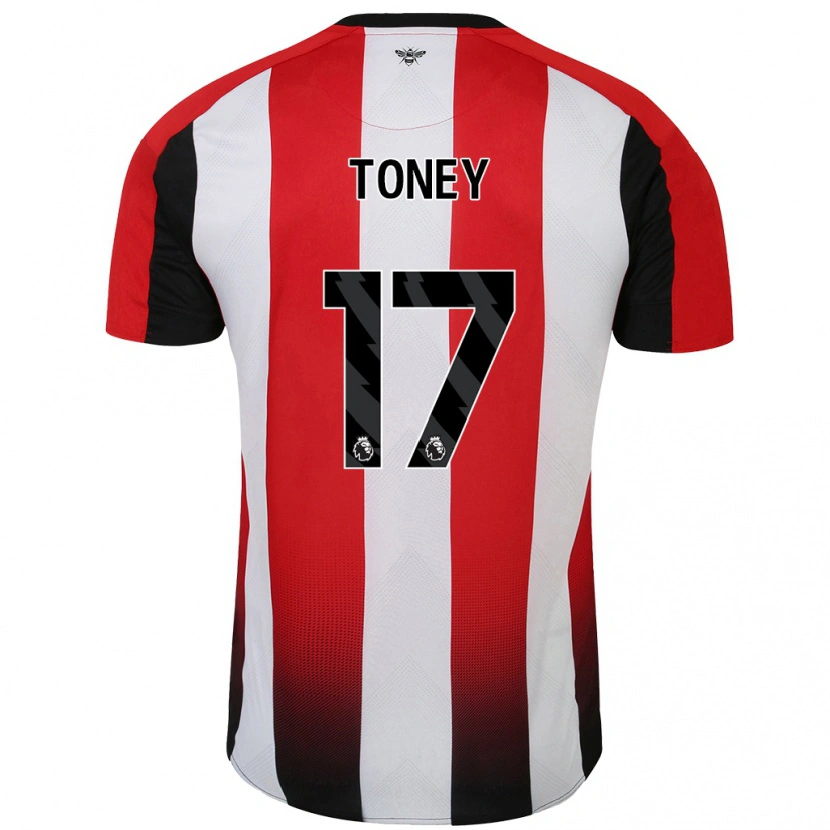 Danxen Uomo Maglia Ivan Toney #17 Rosso Bianco Kit Gara Home 2024/25 Maglietta