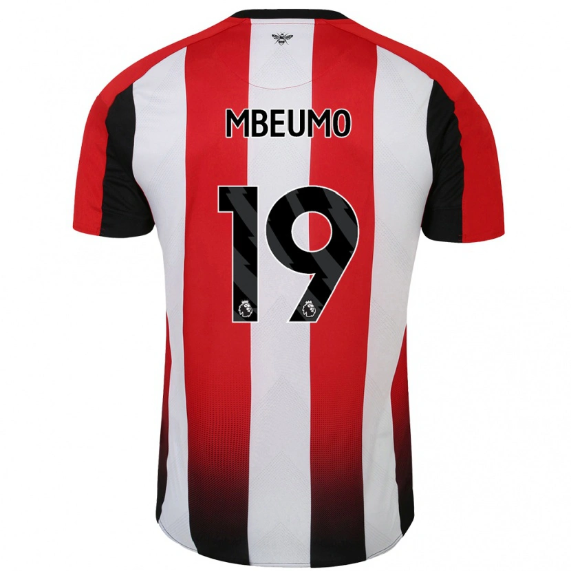 Danxen Uomo Maglia Bryan Mbeumo #19 Rosso Bianco Kit Gara Home 2024/25 Maglietta