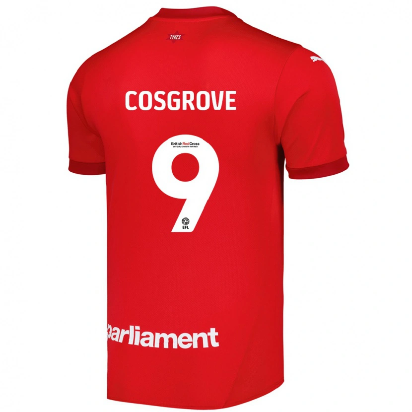 Danxen Uomo Maglia Sam Cosgrove #9 Rosso Kit Gara Home 2024/25 Maglietta