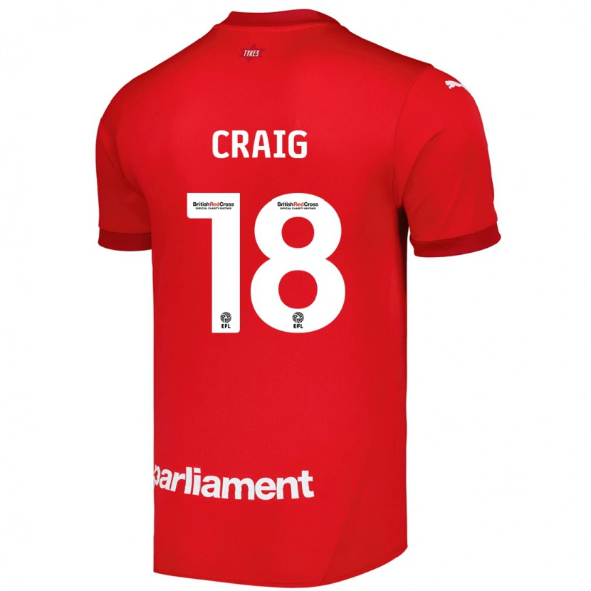 Danxen Uomo Maglia Matthew Craig #18 Rosso Kit Gara Home 2024/25 Maglietta