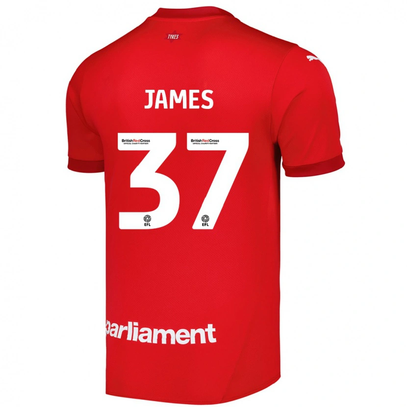Danxen Uomo Maglia Nathan James #37 Rosso Kit Gara Home 2024/25 Maglietta