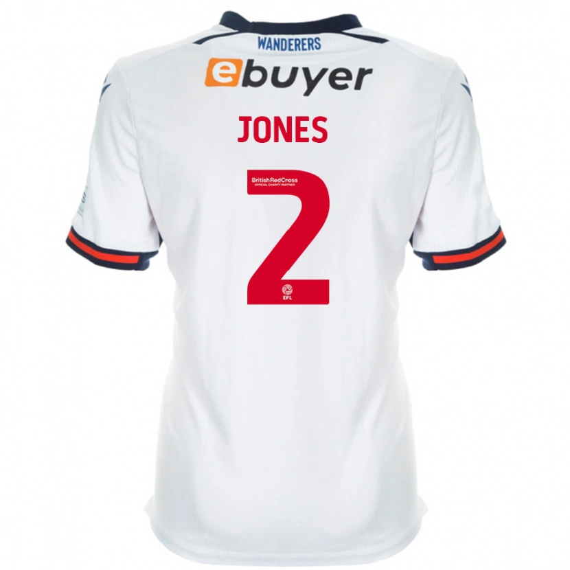 Danxen Uomo Maglia Gethin Jones #2 Bianco Kit Gara Home 2024/25 Maglietta
