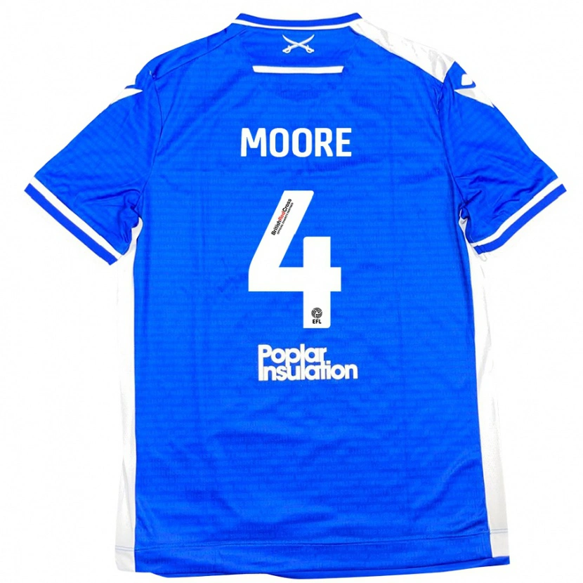 Danxen Uomo Maglia Taylor Moore #4 Blu Bianco Kit Gara Home 2024/25 Maglietta