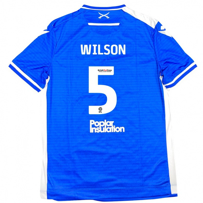 Danxen Uomo Maglia James Wilson #5 Blu Bianco Kit Gara Home 2024/25 Maglietta