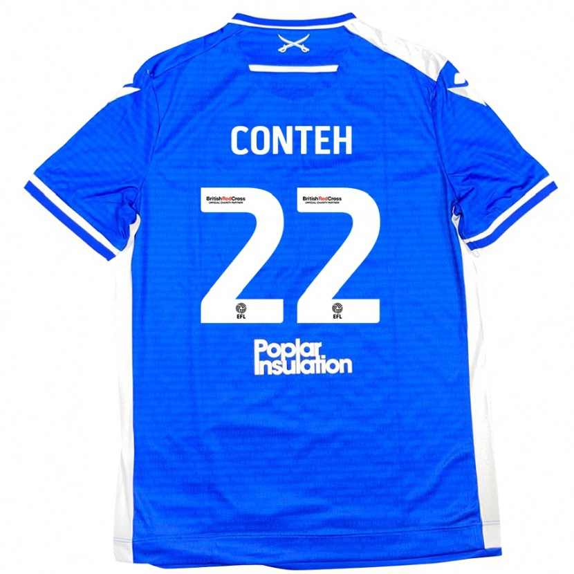 Danxen Uomo Maglia Kamil Conteh #22 Blu Bianco Kit Gara Home 2024/25 Maglietta