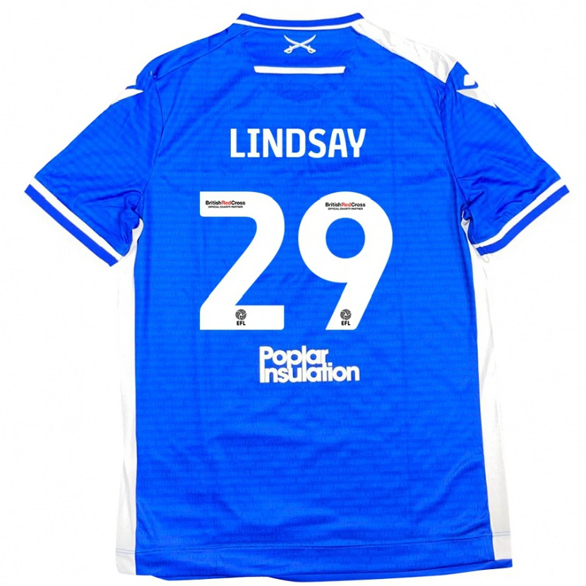 Danxen Uomo Maglia Jamie Lindsay #29 Blu Bianco Kit Gara Home 2024/25 Maglietta