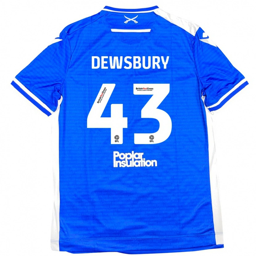 Danxen Uomo Maglia Ollie Dewsbury #43 Blu Bianco Kit Gara Home 2024/25 Maglietta