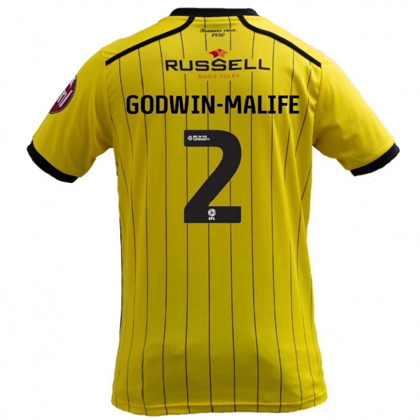 Danxen Uomo Maglia Udoka Godwin-Malife #2 Giallo Kit Gara Home 2024/25 Maglietta