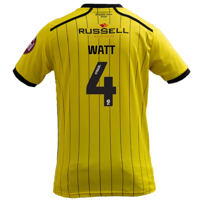 Danxen Uomo Maglia Elliot Watt #4 Giallo Kit Gara Home 2024/25 Maglietta