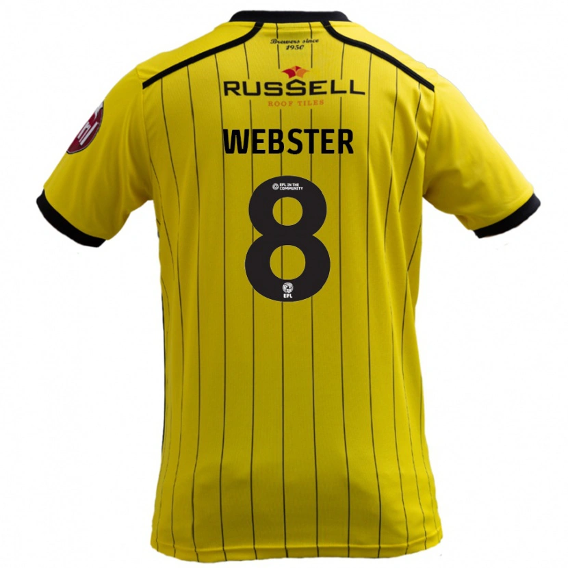 Danxen Uomo Maglia Charlie Webster #8 Giallo Kit Gara Home 2024/25 Maglietta