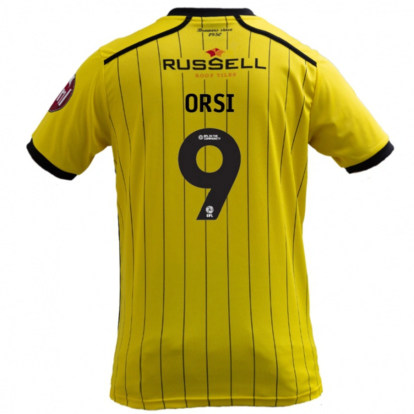 Danxen Uomo Maglia Danilo Orsi #9 Giallo Kit Gara Home 2024/25 Maglietta