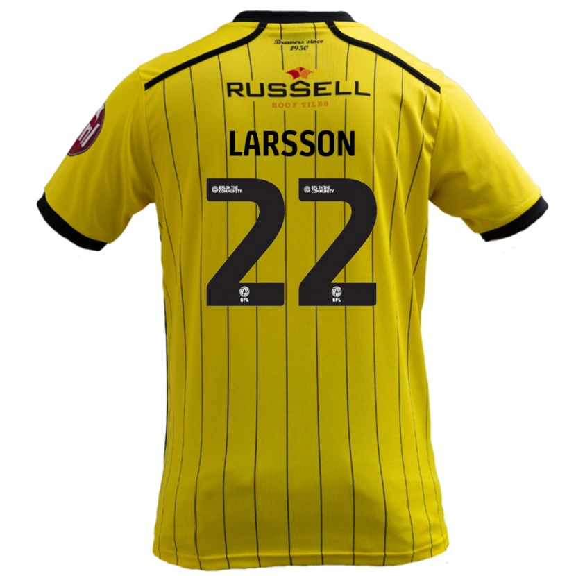 Danxen Uomo Maglia Julian Larsson #22 Giallo Kit Gara Home 2024/25 Maglietta