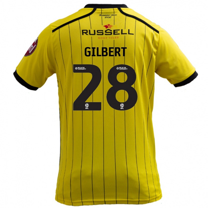Danxen Uomo Maglia Cameron Gilbert #28 Giallo Kit Gara Home 2024/25 Maglietta
