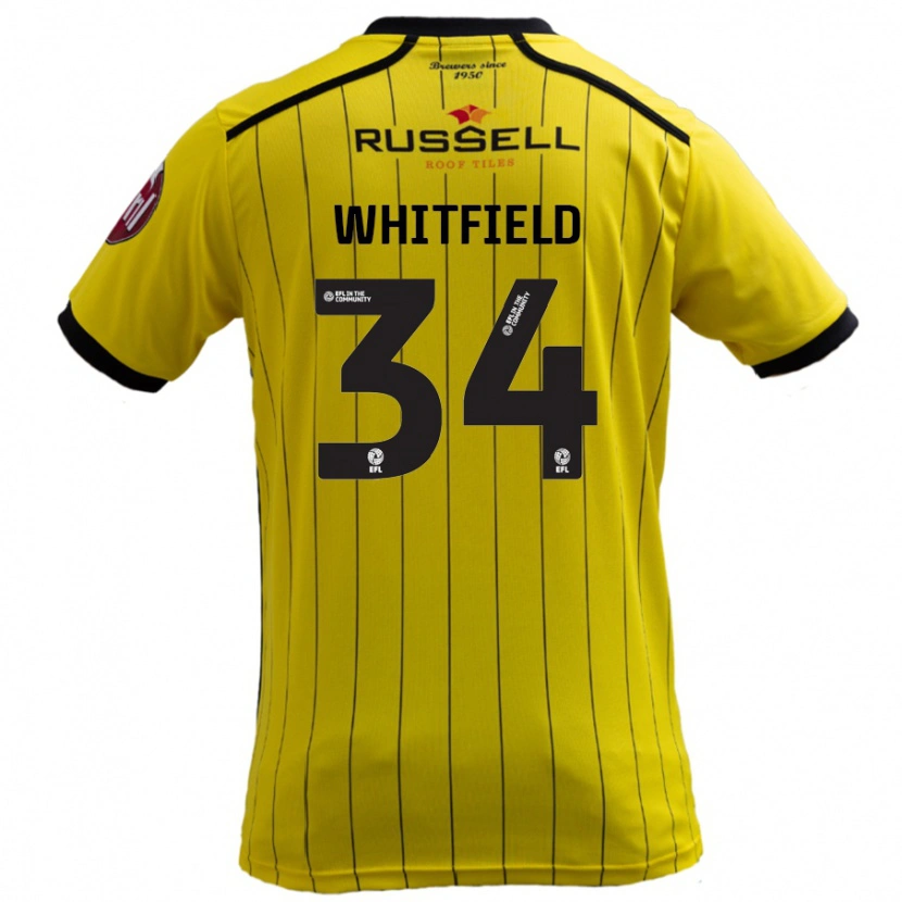 Danxen Uomo Maglia Ben Whitfield #34 Giallo Kit Gara Home 2024/25 Maglietta