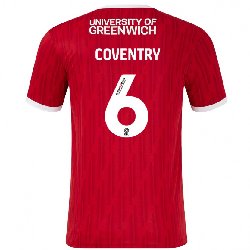 Danxen Uomo Maglia Conor Coventry #6 Rosso Bianco Kit Gara Home 2024/25 Maglietta