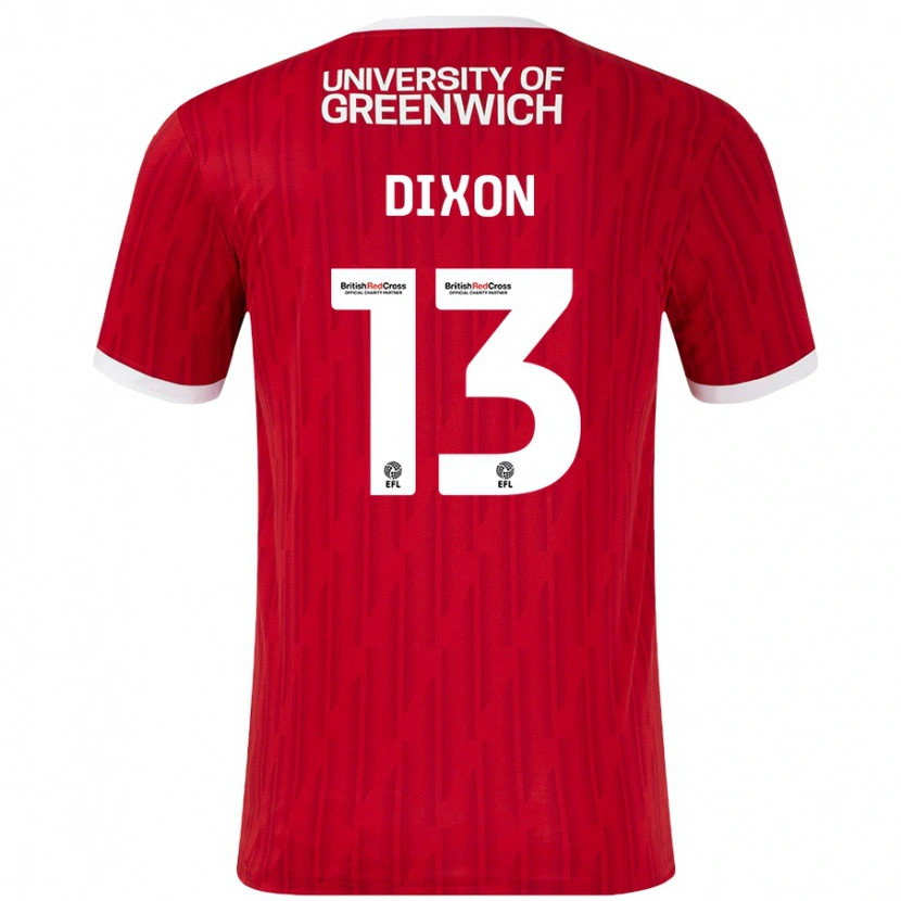 Danxen Uomo Maglia Kaheim Dixon #13 Rosso Bianco Kit Gara Home 2024/25 Maglietta