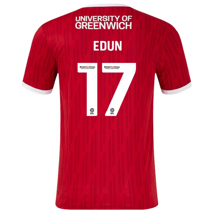 Danxen Uomo Maglia Tayo Edun #17 Rosso Bianco Kit Gara Home 2024/25 Maglietta