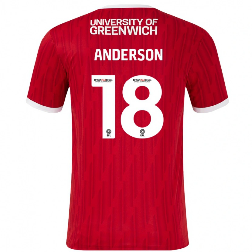 Danxen Uomo Maglia Karoy Anderson #18 Rosso Bianco Kit Gara Home 2024/25 Maglietta