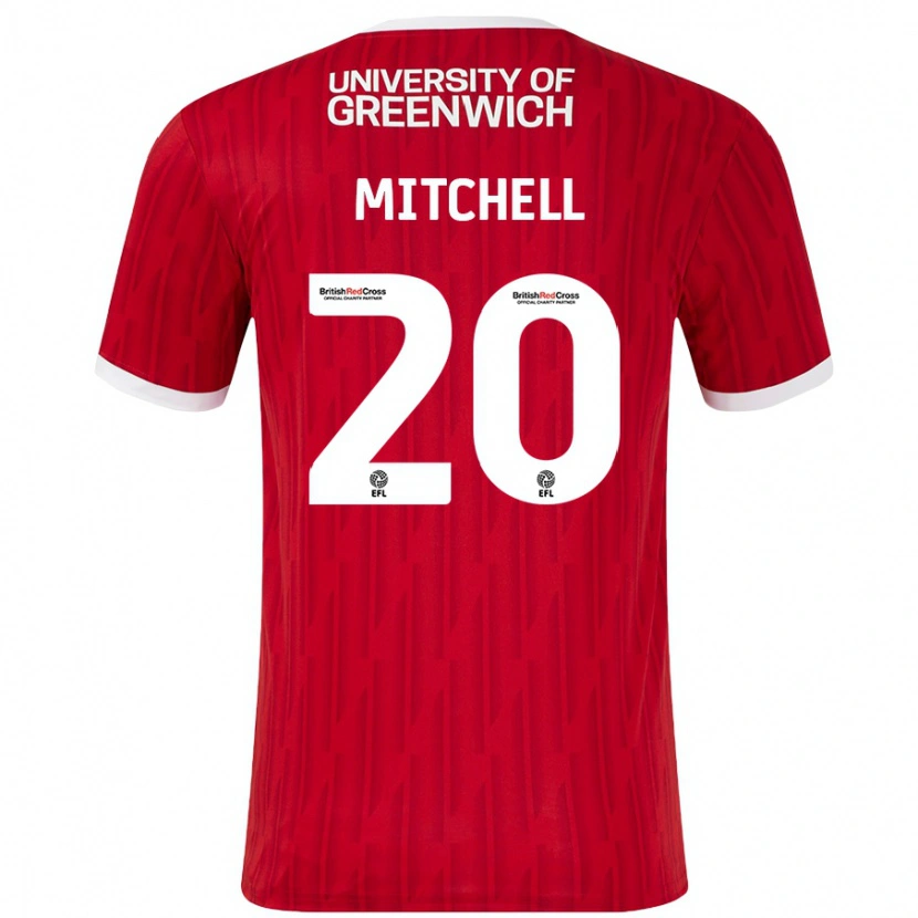 Danxen Uomo Maglia Zach Mitchell #20 Rosso Bianco Kit Gara Home 2024/25 Maglietta