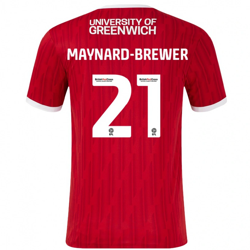 Danxen Uomo Maglia Ashley Maynard-Brewer #21 Rosso Bianco Kit Gara Home 2024/25 Maglietta