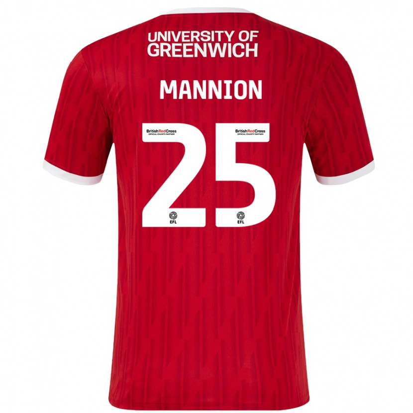 Danxen Uomo Maglia Will Mannion #25 Rosso Bianco Kit Gara Home 2024/25 Maglietta
