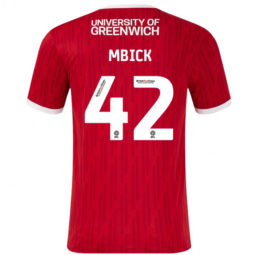 Danxen Uomo Maglia Micah Mbick #42 Rosso Bianco Kit Gara Home 2024/25 Maglietta