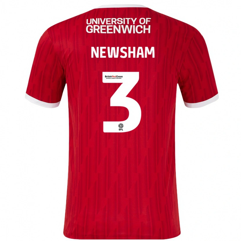 Danxen Uomo Maglia Charlotte Newsham #3 Rosso Bianco Kit Gara Home 2024/25 Maglietta