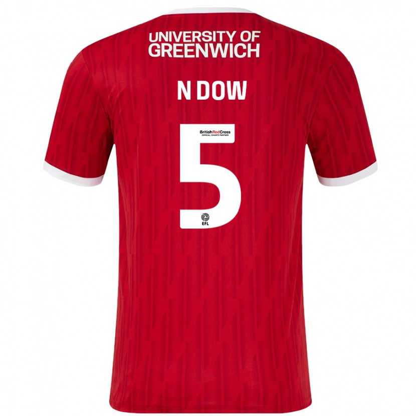 Danxen Uomo Maglia Elisha N'dow #5 Rosso Bianco Kit Gara Home 2024/25 Maglietta