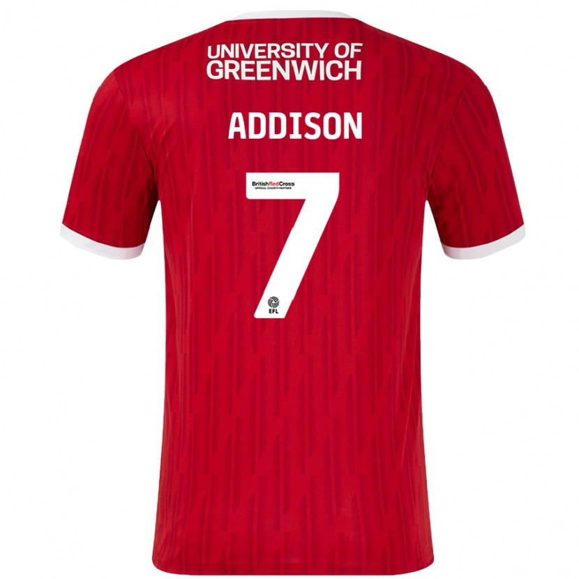 Danxen Uomo Maglia Angela Addison #7 Rosso Bianco Kit Gara Home 2024/25 Maglietta
