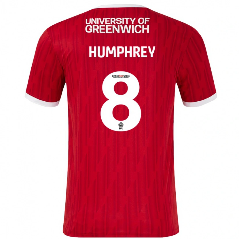Danxen Uomo Maglia Carla Humphrey #8 Rosso Bianco Kit Gara Home 2024/25 Maglietta