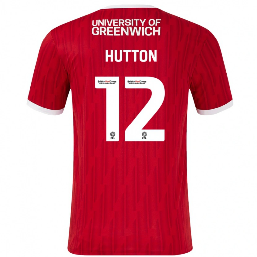 Danxen Uomo Maglia Jodie Hutton #12 Rosso Bianco Kit Gara Home 2024/25 Maglietta