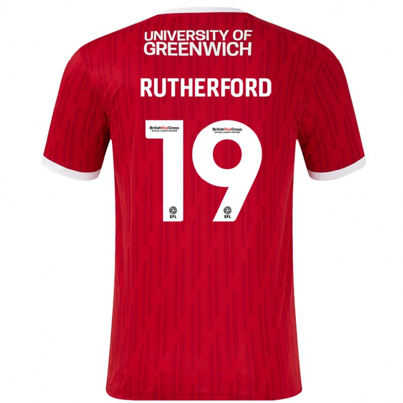 Danxen Uomo Maglia Ella Rutherford #19 Rosso Bianco Kit Gara Home 2024/25 Maglietta