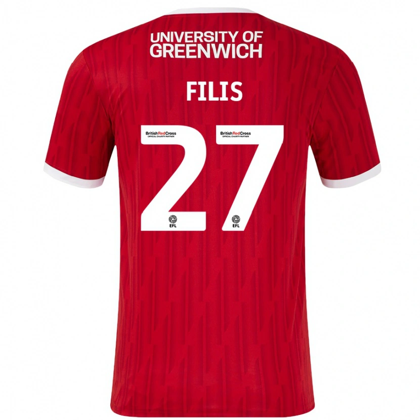 Danxen Uomo Maglia Melisa Filis #27 Rosso Bianco Kit Gara Home 2024/25 Maglietta