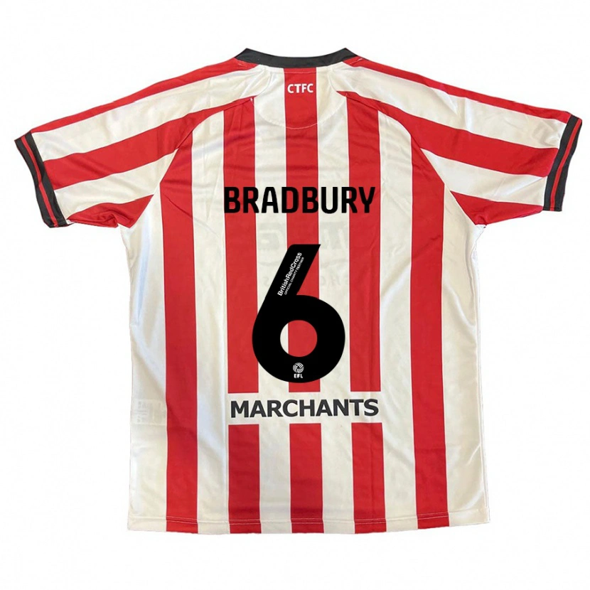 Danxen Uomo Maglia Tom Bradbury #6 Rosso Bianco Kit Gara Home 2024/25 Maglietta