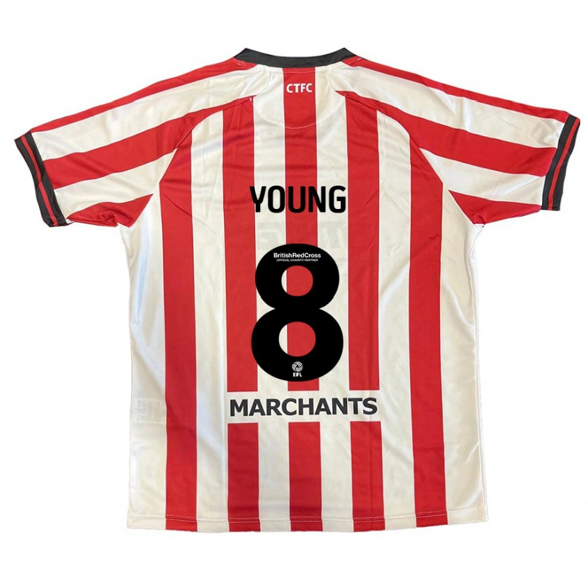 Danxen Uomo Maglia Luke Young #8 Rosso Bianco Kit Gara Home 2024/25 Maglietta