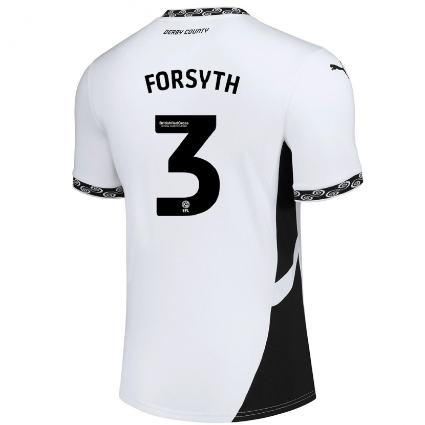 Danxen Uomo Maglia Craig Forsyth #3 Bianco Nero Kit Gara Home 2024/25 Maglietta