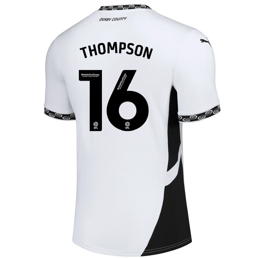 Danxen Uomo Maglia Liam Thompson #16 Bianco Nero Kit Gara Home 2024/25 Maglietta