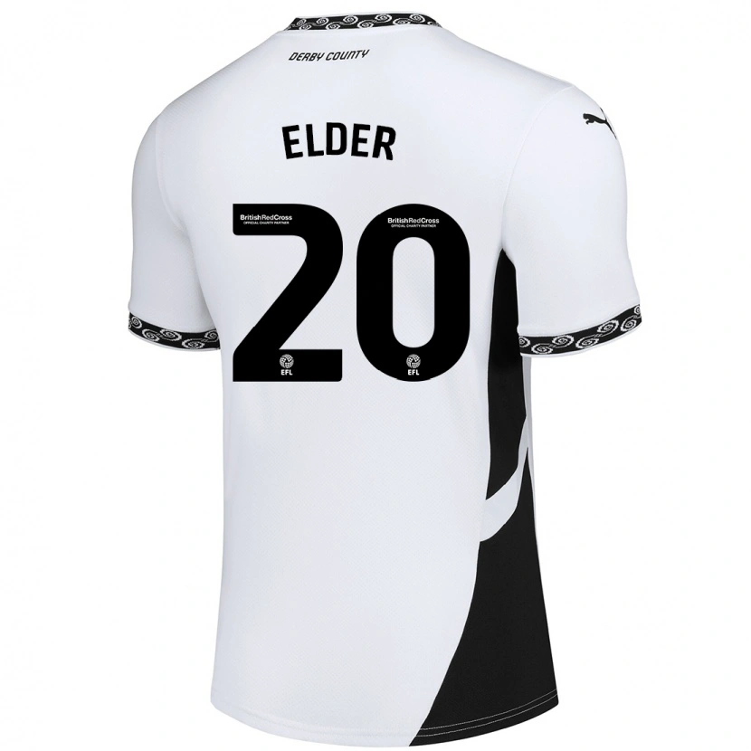 Danxen Uomo Maglia Callum Elder #20 Bianco Nero Kit Gara Home 2024/25 Maglietta