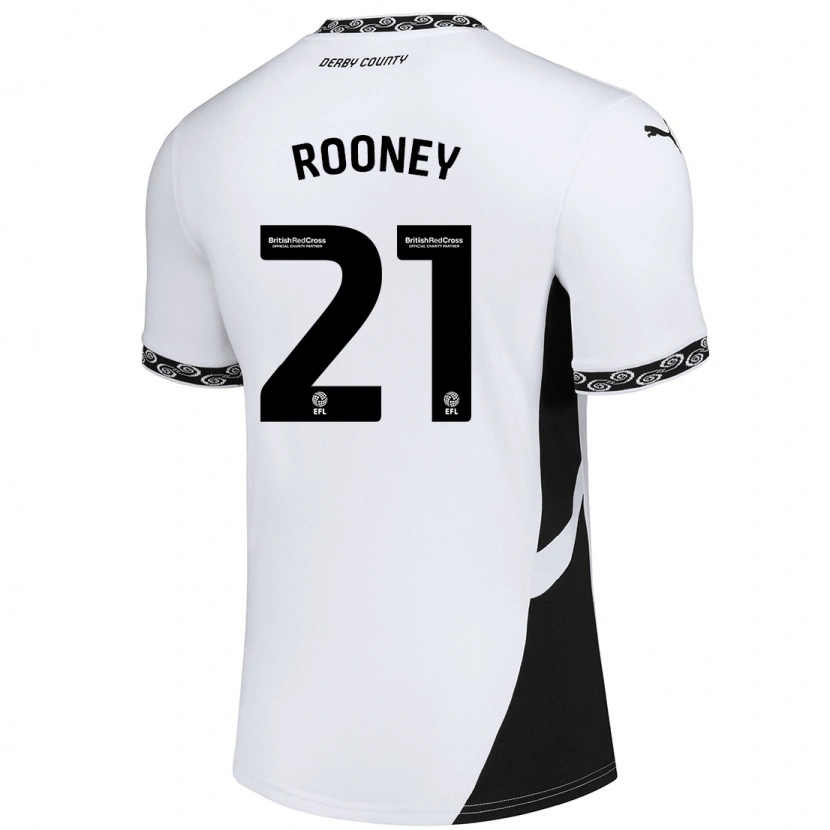Danxen Uomo Maglia Jake Rooney #21 Bianco Nero Kit Gara Home 2024/25 Maglietta