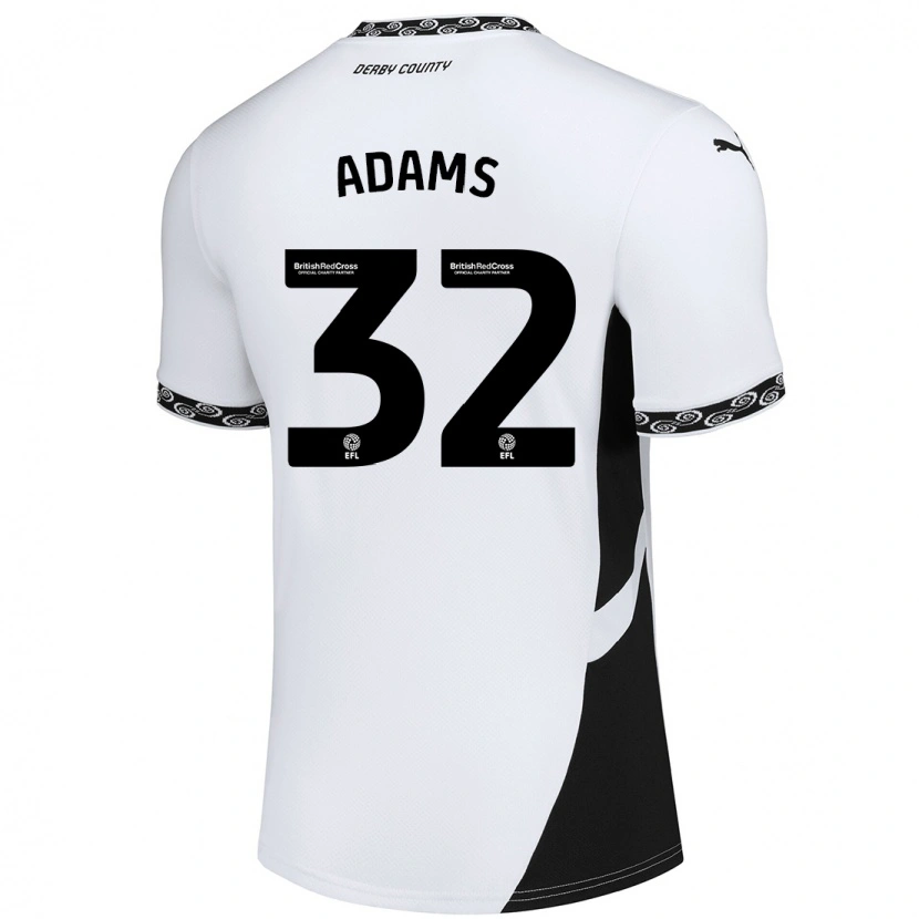 Danxen Uomo Maglia Ebou Adams #32 Bianco Nero Kit Gara Home 2024/25 Maglietta