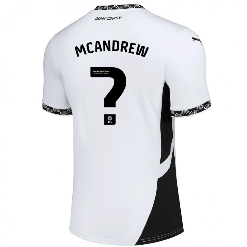 Danxen Uomo Maglia Niall Mcandrew #0 Bianco Nero Kit Gara Home 2024/25 Maglietta