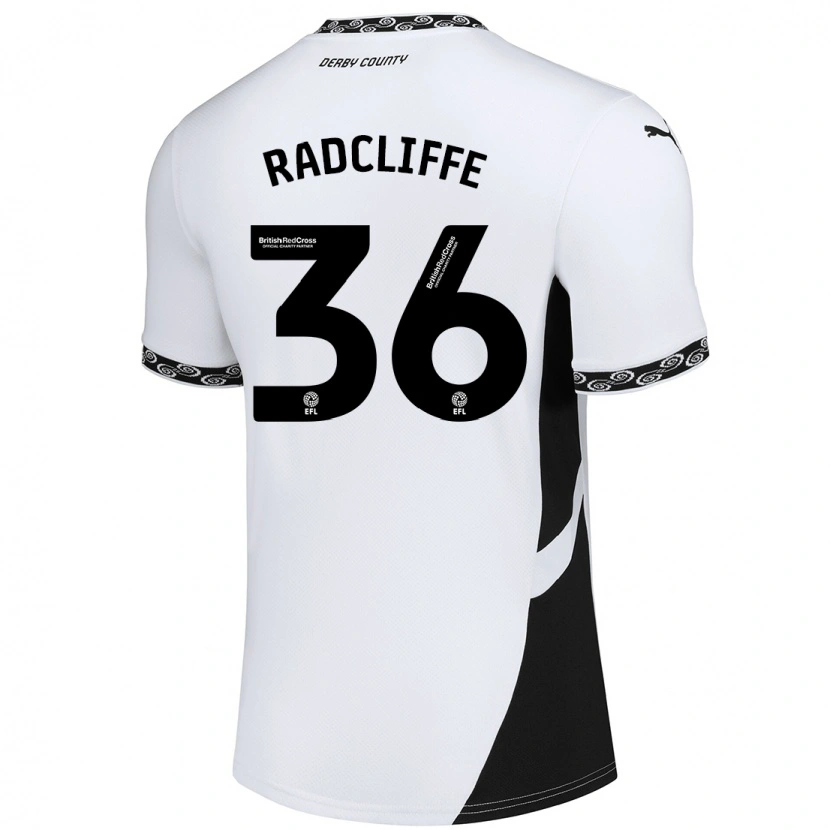 Danxen Uomo Maglia Ben Radcliffe #36 Bianco Nero Kit Gara Home 2024/25 Maglietta
