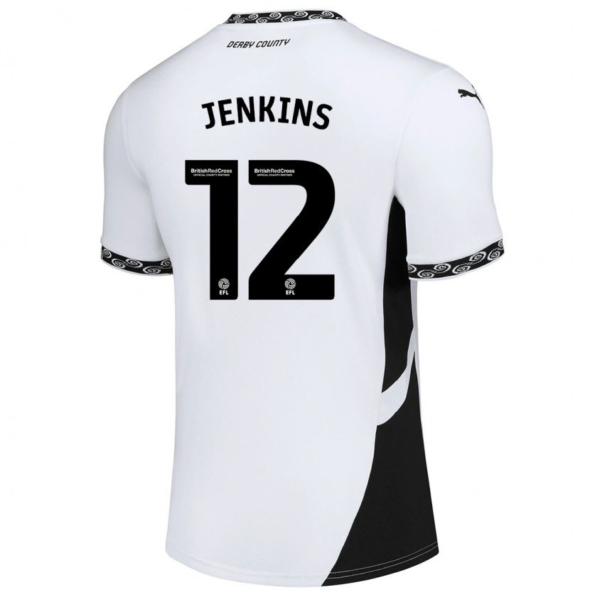 Danxen Uomo Maglia Camille Jenkins #12 Bianco Nero Kit Gara Home 2024/25 Maglietta